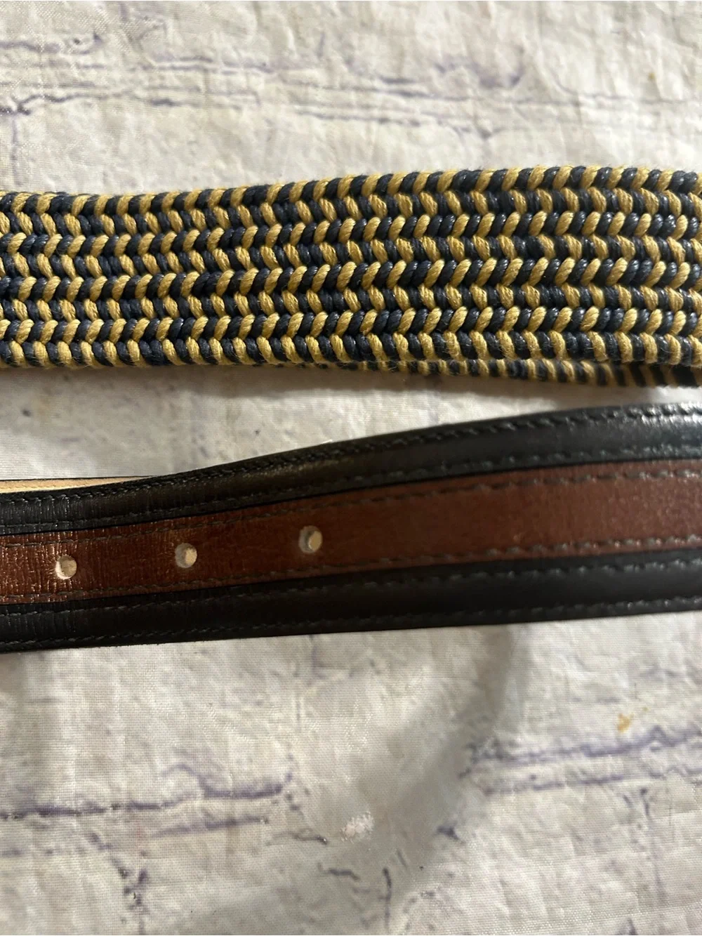 MEDICI FULL GRAIN LEATHER ON COWHIDE VTG & NAVY/TAN STRETCH CROC MEN BELTS